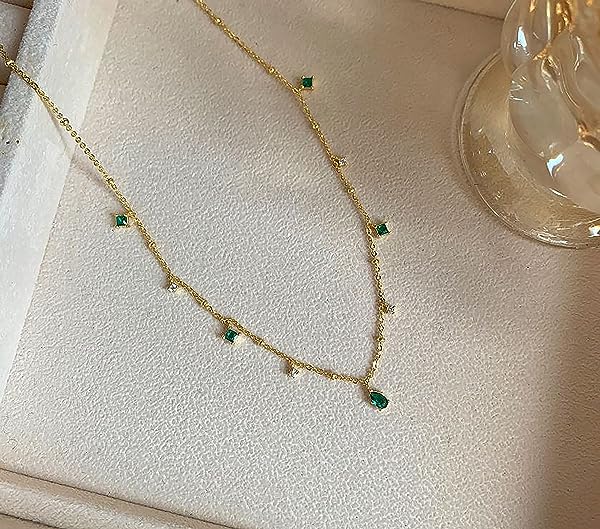 Dainty-Gold-Tone-Floating-Pear-Emerald-and-Zirconia-Dangling-Droplet-Station-Necklace-Gold-Chain-B0C6L1KV5N-7 Dainty-Gold-Tone-Floating-Pear-Emerald-and-Zirconia-Dangling-Droplet-Station-Necklace-Gold-Chain-B0C6L1KV5N-7