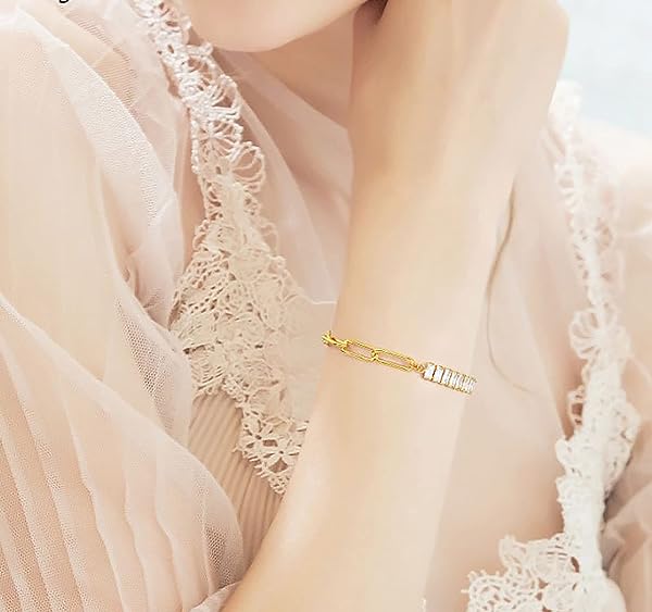 Half-and-Half-Baguette-and-Chain-Bracelet-18K-Gold-Plated-Tennis-Chain-and-Paperclip-Link-Cubic-Zirconia-Bracelet-B0B5WBRBX5-4 Half-and-Half-Baguette-and-Chain-Bracelet-18K-Gold-Plated-Tennis-Chain-and-Paperclip-Link-Cubic-Zirconia-Bracelet-B0B5WBRBX5-4
