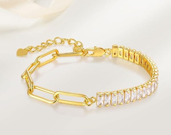 Half-and-Half-Baguette-and-Chain-Bracelet-18K-Gold-Plated-Tennis-Chain-and-Paperclip-Link-Cubic-Zirconia-Bracelet-B0B5WBRBX5-9 Half-and-Half-Baguette-and-Chain-Bracelet-18K-Gold-Plated-Tennis-Chain-and-Paperclip-Link-Cubic-Zirconia-Bracelet-B0B5WBRBX5-9