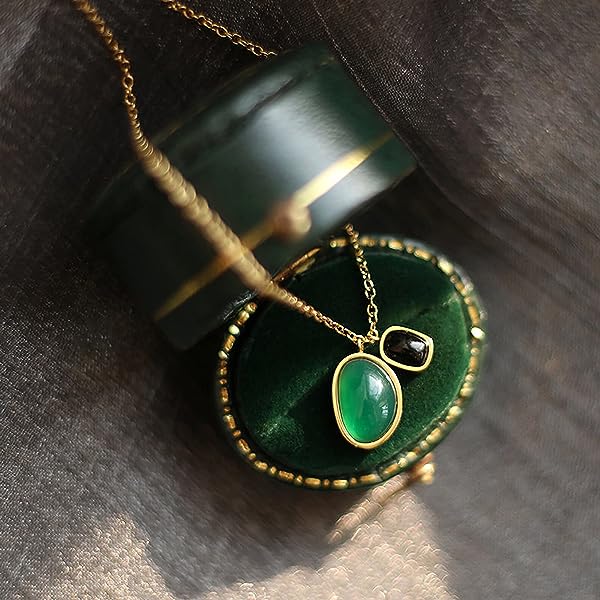 Natural-Chalcedony-Quartz-Dainty-Double-Pendants-Necklace-14K-Gold-Plated-Necklace-B0B72BPHKJ-2 Natural-Chalcedony-Quartz-Dainty-Double-Pendants-Necklace-14K-Gold-Plated-Necklace-B0B72BPHKJ-2