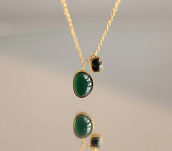 Natural-Chalcedony-Quartz-Dainty-Double-Pendants-Necklace-14K-Gold-Plated-Necklace-B0B72BPHKJ-4 Natural-Chalcedony-Quartz-Dainty-Double-Pendants-Necklace-14K-Gold-Plated-Necklace-B0B72BPHKJ-4