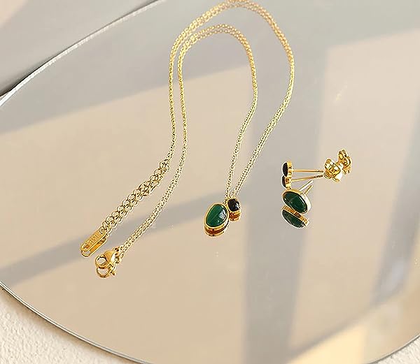 Natural-Chalcedony-Quartz-Dainty-Double-Pendants-Necklace-14K-Gold-Plated-Necklace-B0B72BPHKJ-5 Natural-Chalcedony-Quartz-Dainty-Double-Pendants-Necklace-14K-Gold-Plated-Necklace-B0B72BPHKJ-5