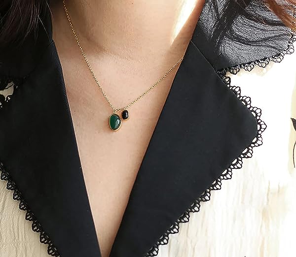 Natural-Chalcedony-Quartz-Dainty-Double-Pendants-Necklace-14K-Gold-Plated-Necklace-B0B72BPHKJ-7 Natural-Chalcedony-Quartz-Dainty-Double-Pendants-Necklace-14K-Gold-Plated-Necklace-B0B72BPHKJ-7